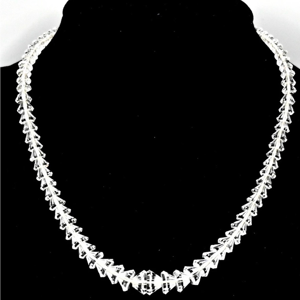 Graduated High Quality Crystal Strand solid 14k gold fishhook clasp Necklace.